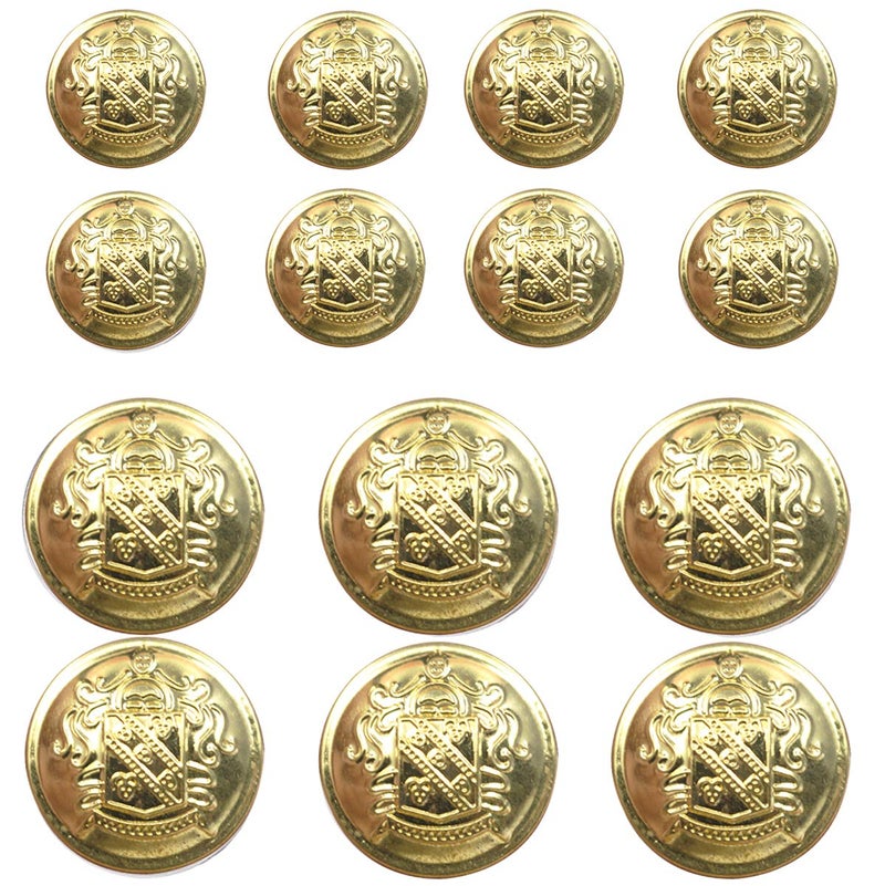 KENDANY 14 Piece Metal Blazer Button Set  for Blazer Suits Sport Coat Uniform Jacket Gold 15mm 20mm