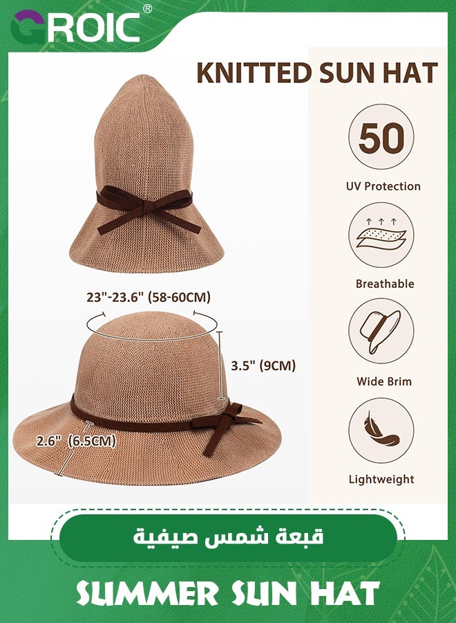 GROIC Summer Sun Hats for Women,Wide Brim Beach Hats for Women UPF 50+ Travel Foldable Beach Hat,Beach Hats for Sun Protection - Image 4