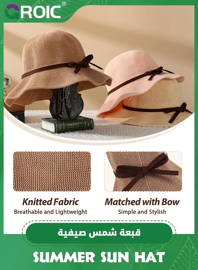 GROIC Summer Sun Hats for Women,Wide Brim Beach Hats for Women UPF 50+ Travel Foldable Beach Hat,Beach Hats for Sun Protection - Image 2