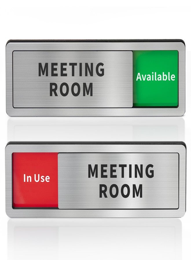 Abudada Meeting Room Sliding Door Signs Do Not Disturb, In Use/Available Slider Sign for Home Office Conference Vacant Occupied Privacy Slide Door Sign，Brushed Silver - Image 1