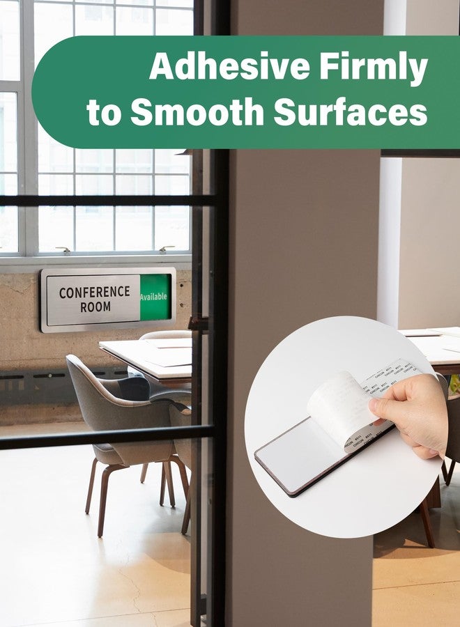 Abudada Meeting Room Sliding Door Signs Do Not Disturb, In Use/Available Slider Sign for Home Office Conference Vacant Occupied Privacy Slide Door Sign，Brushed Silver - Image 5