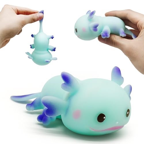 ZTATU Axolotl Squishy Toys Stress Balls for Adults 1PCS Salamander Squishy Dough Ball Sensory Toys Fidget Balls Stress Relief Toy Party Favors Axolotl Gifts Easter Basket Stuffers Blue - Image 1