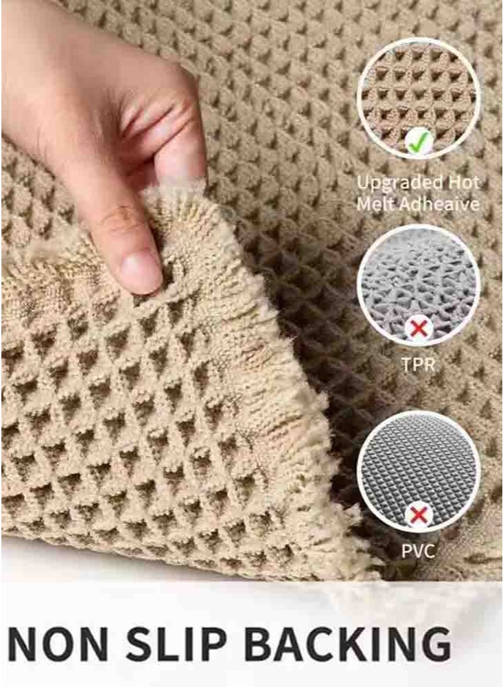LeadMy Non-Slip Bath Mats, Super-Absorbent Quick-Dry Bathroom Mat, Soft Comfortable Floor Carpet for Shower and Tub, Easy Clean Machine-Washable Bathroom Rugs 43 x 61 cm Beige - Image 2