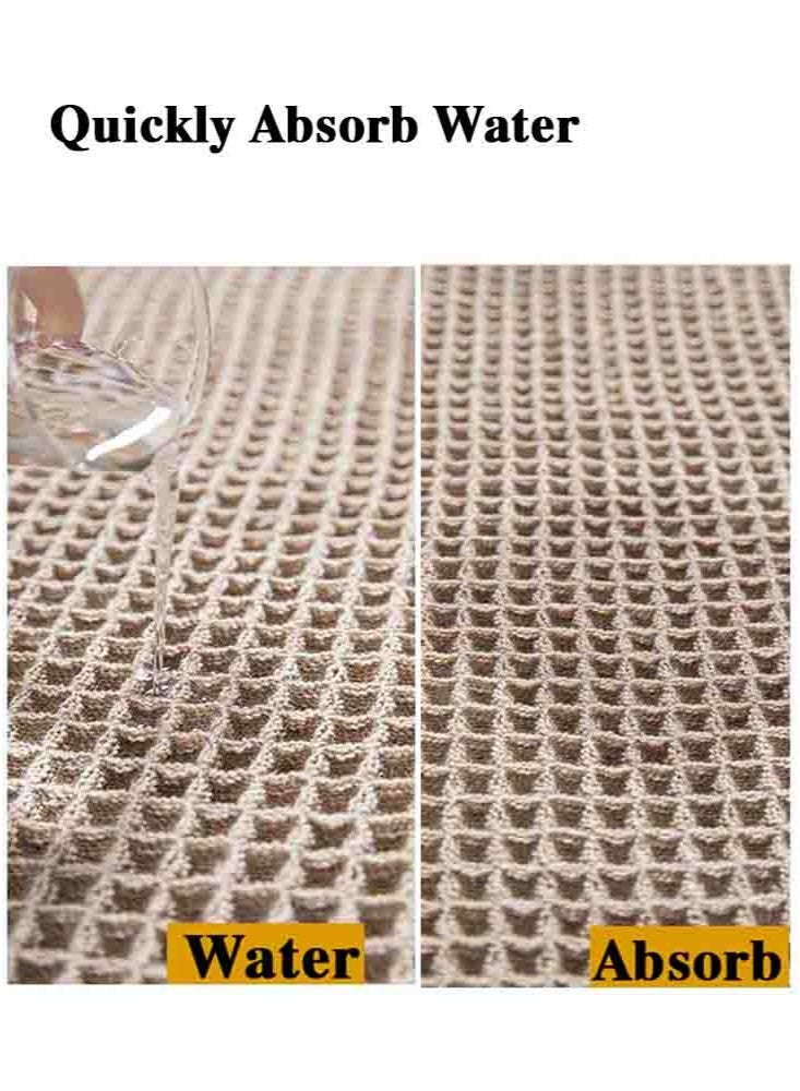 LeadMy Non-Slip Bath Mats, Super-Absorbent Quick-Dry Bathroom Mat, Soft Comfortable Floor Carpet for Shower and Tub, Easy Clean Machine-Washable Bathroom Rugs 43 x 61 cm Beige - Image 3