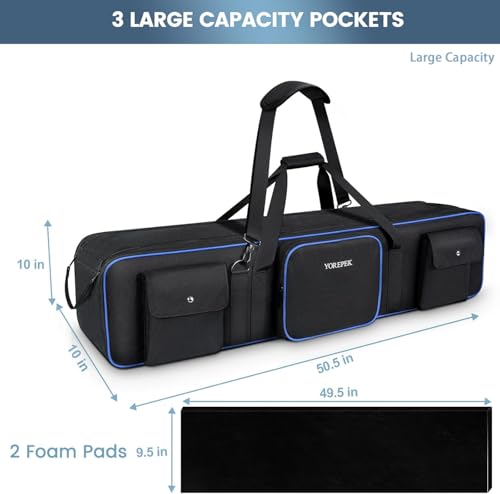 YOREPEK Tripod Carrying Case Bag 50.5", Resistant Light Stand Bag with 2 Removable Padding, Photo Studio Equipment Case for Tripods, Monopods, Speaker Stands, Umbrellas, Gear, Mic Stand, Tent Pole - Image 2