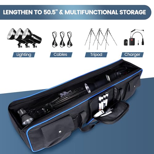 YOREPEK Tripod Carrying Case Bag 50.5", Resistant Light Stand Bag with 2 Removable Padding, Photo Studio Equipment Case for Tripods, Monopods, Speaker Stands, Umbrellas, Gear, Mic Stand, Tent Pole - Image 3