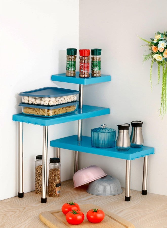 WEXUS 3 Tier Countertop Organizer Corner Shelf Rack - Multipurpose Storage Stand for Kitchen, Bathroom, Office, Makeup & Books | Space Saving Wooden/Bamboo Adjustable Rack - Image 5