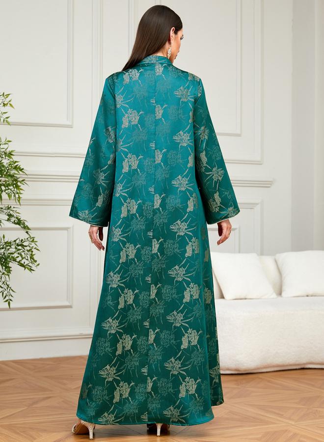 Take Two Emerald Green Embroidered A-Line Jalabiya - Image 4