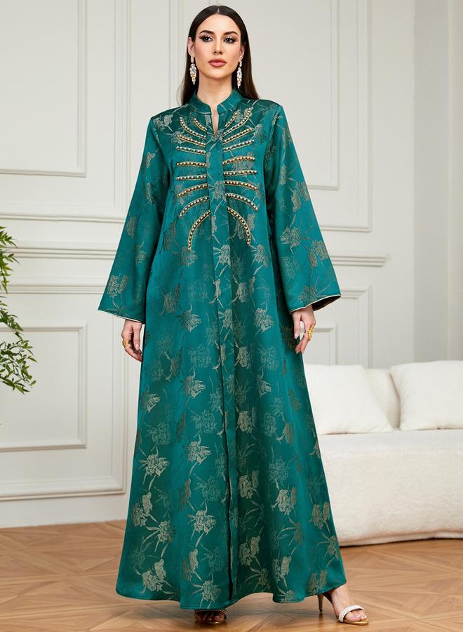 Take Two Emerald Green Embroidered A-Line Jalabiya - Image 3