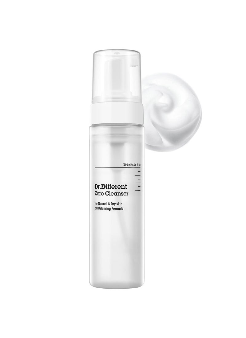 Dr.Different DrDifferent Zero Cleanser for Normal  Dry Skin  Hypoallergenic pH 55 Face Bubble Foaming Cleanser with Hyaluronic Acid and Ceramide Moisturizing and Soothing 676 floz 