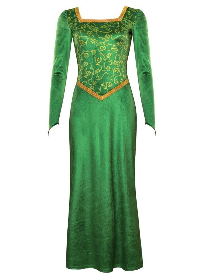 Chahouk Women's Fiona Cosplay Costume Green Dress with Long Sleeve Adult Princess Fiona Dress Gown Halloween Party Outfit - Image 1