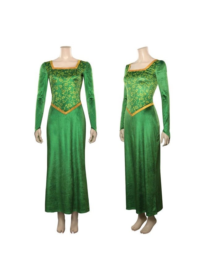 Chahouk Women's Fiona Cosplay Costume Green Dress with Long Sleeve Adult Princess Fiona Dress Gown Halloween Party Outfit - Image 5