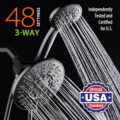 AquaDance 7 Premium High Pressure 3Way Rainfall Combo for The Best of Both Worlds Enjoy Luxurious Rain Showerhead and 6Setting Hand Held Shower Separately or Together Matte Black Finish - Image 3