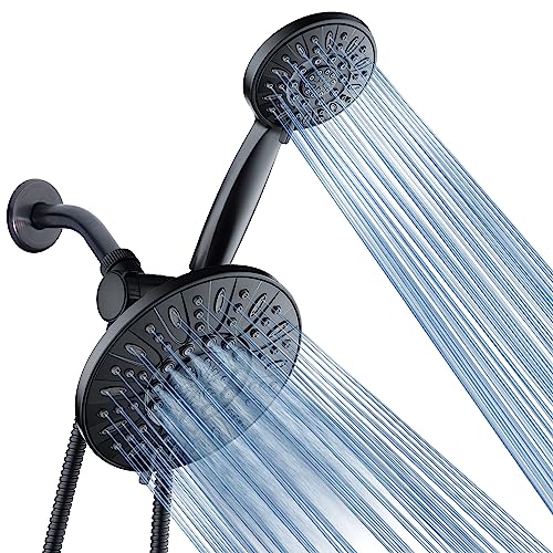 AquaDance 7 Premium High Pressure 3Way Rainfall Combo for The Best of Both Worlds Enjoy Luxurious Rain Showerhead and 6Setting Hand Held Shower Separately or Together Matte Black Finish - Image 1