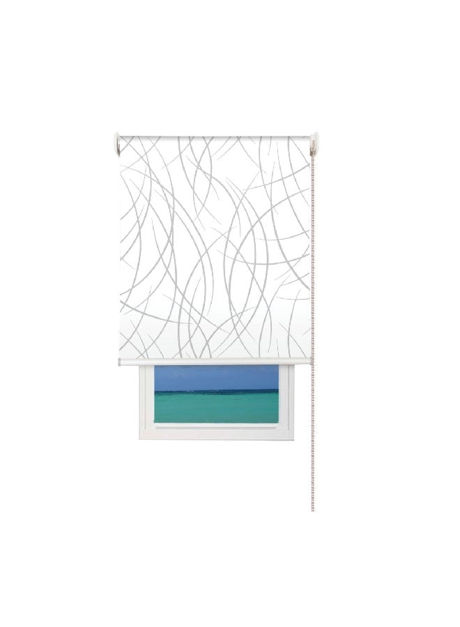 Micasa Chain Rolling High Quality Polyester Printed Blackout Roller Window Blind White and Grey 150 x 180 cm SACO.RB.BO.150.0180.LIWH