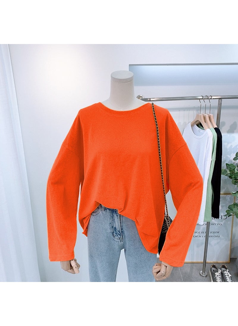 Long Sleeve Tee Women Spring Summer 2024 Casual Solid Color Fluorescent orange - pzsku/Z7EF032A588B8B14E7861Z/45/_/1730880223/bed063f8-1546-4ca7-92d7-68503e460f03