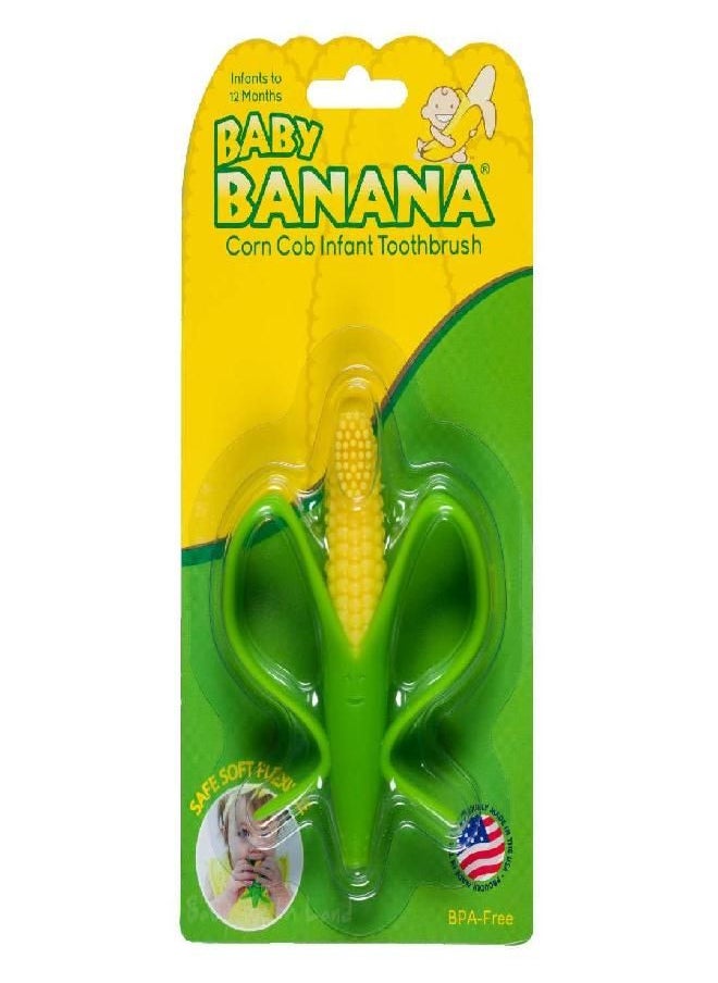 Baby Banana Baby Banana - Corn Cob Toothbrush, Training Teether Tooth Brush for Infant, Baby, and Toddler Green/Yellow Cornelius  - Image 5