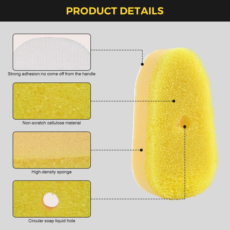 RIMAY Sponge Refills for Scrub Daddy Dish Daddy - 10 Packs Dish Wand Refills, Scrub Brush Replacement Heads, Dish Brush Replacement Head for Kitchen Cleaning, Yellow (Only Sponge Heads) - Image 4