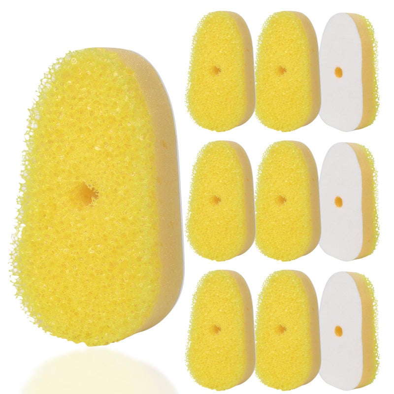 RIMAY Sponge Refills for Scrub Daddy Dish Daddy - 10 Packs Dish Wand Refills, Scrub Brush Replacement Heads, Dish Brush Replacement Head for Kitchen Cleaning, Yellow (Only Sponge Heads) - Image 1