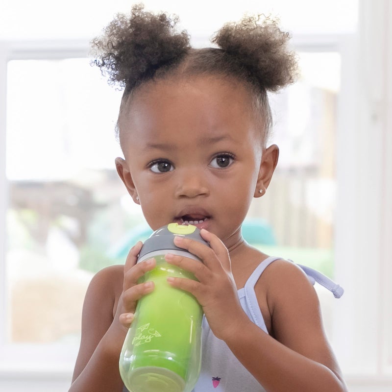 Chicco كوب شرب مزدوج الجدار معزول من شيكو بغطاء قابل للفتح وقشة سيليكون وغطاء مضاد للتسرب سعة 9 أونصات | آمن للغسل في غسالة الصحون في الرف العلوي | سهل الإمساك مع انحناءات مريحة | لون أخضر/تيال، عبوة 2 | مناسب للأطفال من 12 شهرًا فما فوق - Image 2