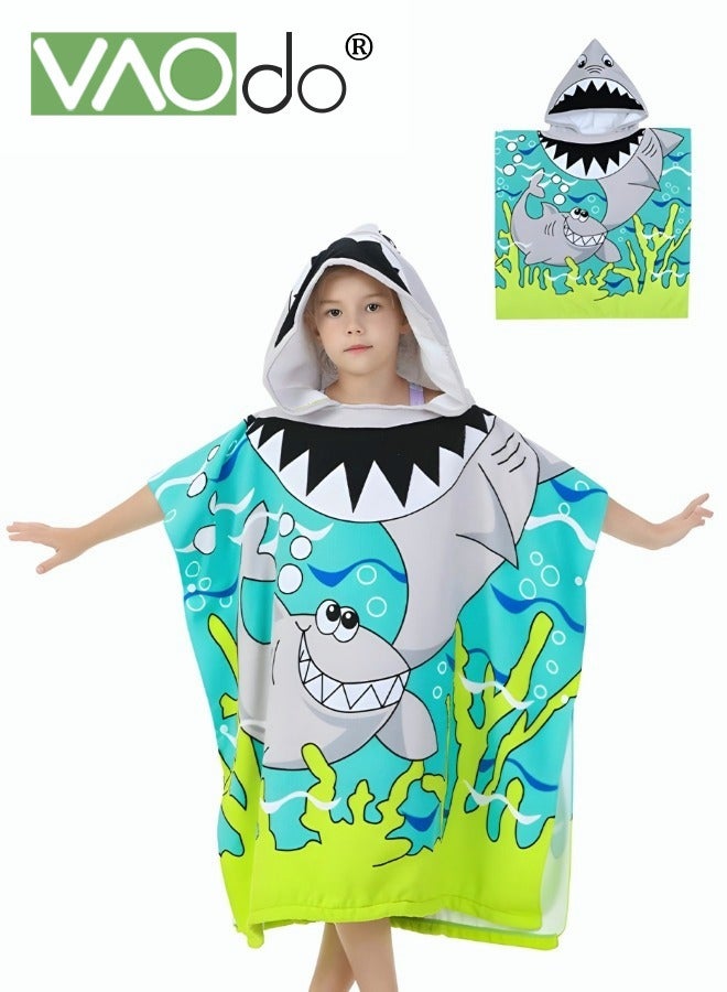 فاو دو منشفة حمام للأطفال من سن 1 إلى 6 سنوات، منشفة بغطاء للرأس من الألياف الدقيقة، منشفة حمام فائقة النعومة، رداء حمام، رداء حمام للسباحة، عطلة الشاطئ، لعب المياه، حمام السباحة، أغطية السباحة (قطعة واحدة) - Image 1