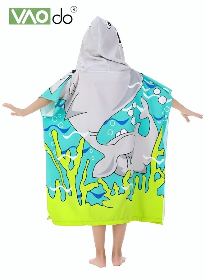 فاو دو منشفة حمام للأطفال من سن 1 إلى 6 سنوات، منشفة بغطاء للرأس من الألياف الدقيقة، منشفة حمام فائقة النعومة، رداء حمام، رداء حمام للسباحة، عطلة الشاطئ، لعب المياه، حمام السباحة، أغطية السباحة (قطعة واحدة) - Image 3