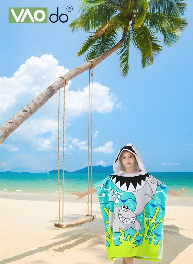 فاو دو منشفة حمام للأطفال من سن 1 إلى 6 سنوات، منشفة بغطاء للرأس من الألياف الدقيقة، منشفة حمام فائقة النعومة، رداء حمام، رداء حمام للسباحة، عطلة الشاطئ، لعب المياه، حمام السباحة، أغطية السباحة (قطعة واحدة) - Image 4