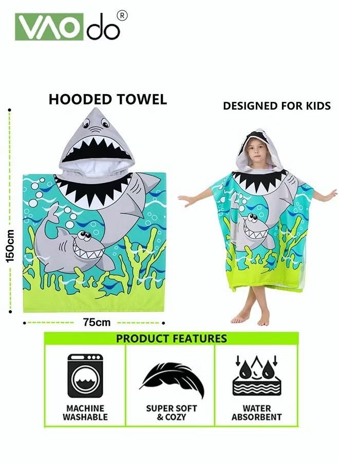 فاو دو منشفة حمام للأطفال من سن 1 إلى 6 سنوات، منشفة بغطاء للرأس من الألياف الدقيقة، منشفة حمام فائقة النعومة، رداء حمام، رداء حمام للسباحة، عطلة الشاطئ، لعب المياه، حمام السباحة، أغطية السباحة (قطعة واحدة) - Image 5