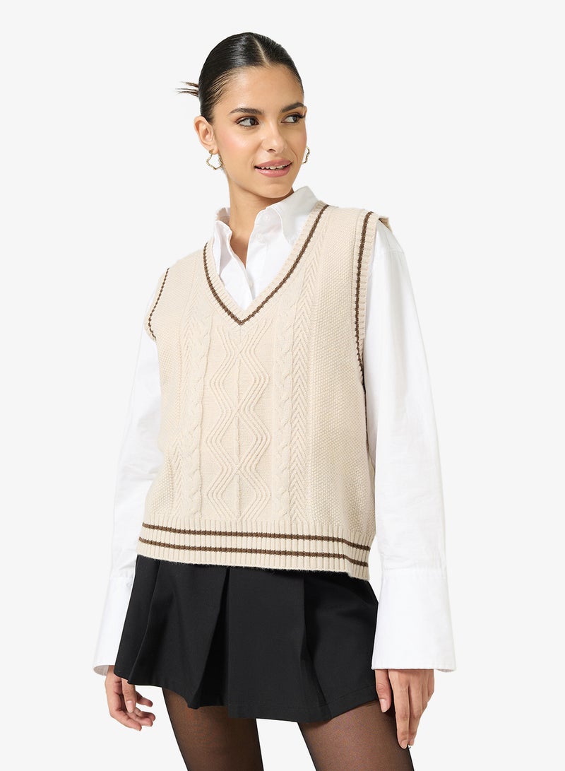 Ginger V Neck Varsity Style Vest - Image 1