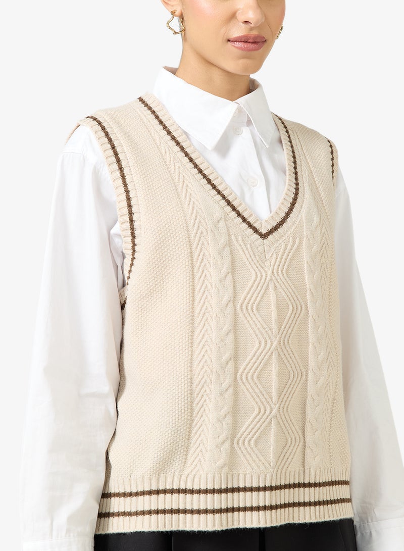 Ginger V Neck Varsity Style Vest - Image 3