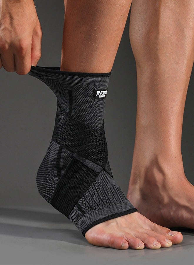 جينجبا سابورت دعامة الكاحل JINGBA للرياضات الخارجية واللياقة البدنية والضغط والحماية والجري وتسلق الجبال وركوب الدراجات وكرة القدم - تساعد على تثبيت عضلات ومفاصل الكاحل وتخفيف شفاء الإصابات والألم - Image 2