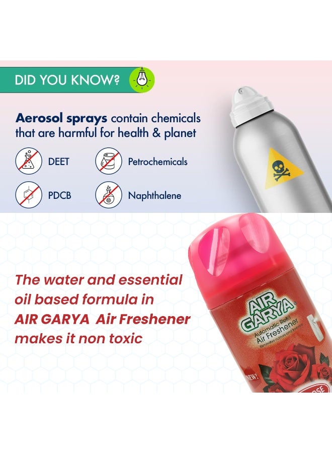 AIR GARYA Automatic Refill Air Freshener Red Rose 250ml Non-Aerosol Essential Oil Based Auto Spray Compatible with Dispenser Long Lasting Floral Odor Remover for Home Office Bathroom Kitchen Car Interior Air Purifier Fresh Scent Refill - Image 5