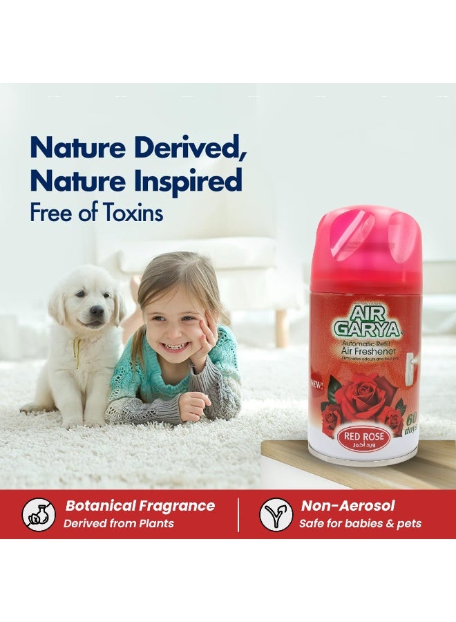 AIR GARYA Automatic Refill Air Freshener Red Rose 250ml Non-Aerosol Essential Oil Based Auto Spray Compatible with Dispenser Long Lasting Floral Odor Remover for Home Office Bathroom Kitchen Car Interior Air Purifier Fresh Scent Refill - Image 4
