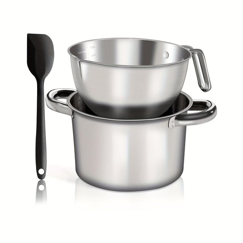 Double Boiler Pot 1250ML 304 Stainless Steel Melting Set With Spatula - Image 2