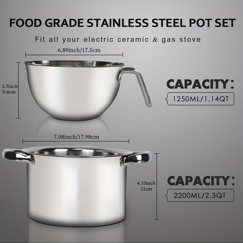Double Boiler Pot 1250ML 304 Stainless Steel Melting Set With Spatula - Image 5