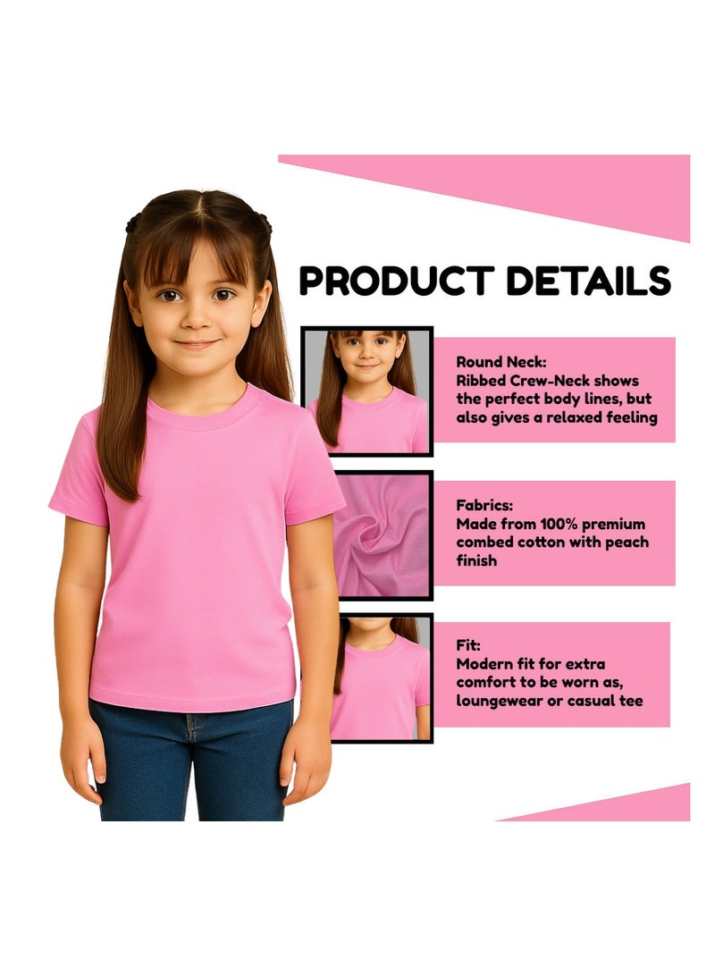 Printshop4me Kids Round Neck Girls T Shirt 170 GSM Pure Cotton Basic Colors - Image 3