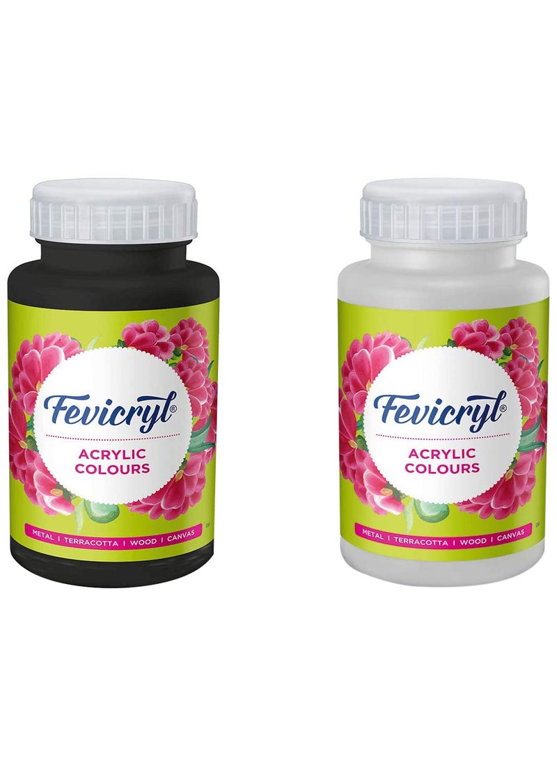 Pidilite Pidilite Fevicryl Acrylic Colour, Black Acrylic Paint, 500 ml Fevicryl Acrylic Colour, White acrylic paint, 500 ml  - Image 1