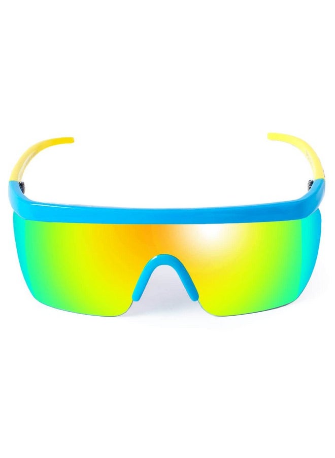 Tipsy Elves - Neon Blue Jam Blasters Sport Style Reflective Sunglasses - Image 1