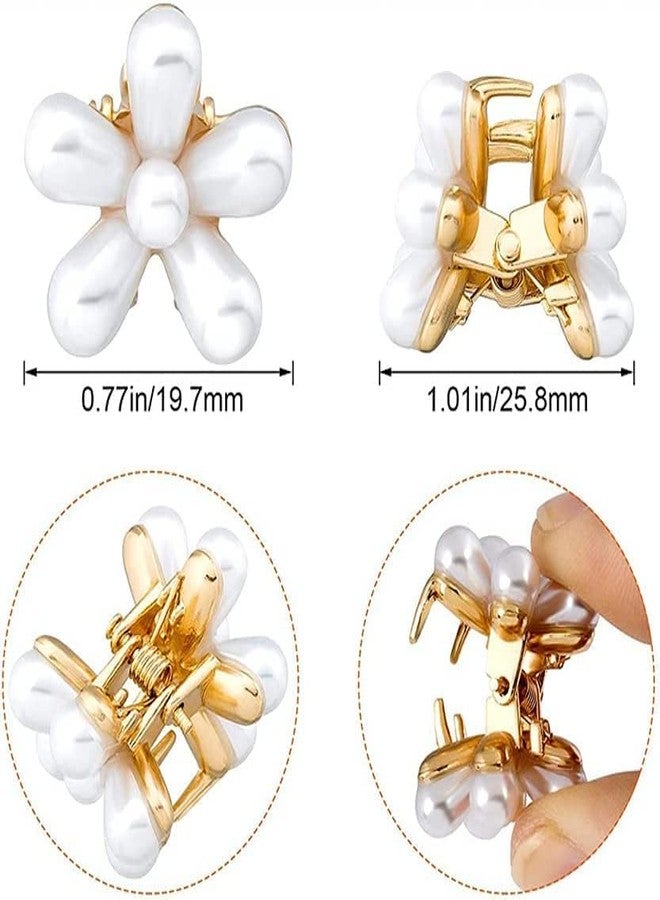 NIXTIL مشابك شعر معدنية مزينة باللؤلؤ على الطراز الكوري من نيكستيل، مشابك شعر بلاستيكية مزينة باللؤلؤ للنساء والفتيات (أبيض) (10) - Image 3