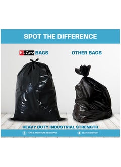 Hi Care (Pack of 100 Bags) Hi-Care Garbage Bag Black 80X110cm 25 Micron Heavy Duty Oxo Biodegradable Plastic Bag Large Trash Bags Dustbin Bags Waste Bag Office Bag Strong & Durable Bin Bag Garbage Bag Large  - Image 4