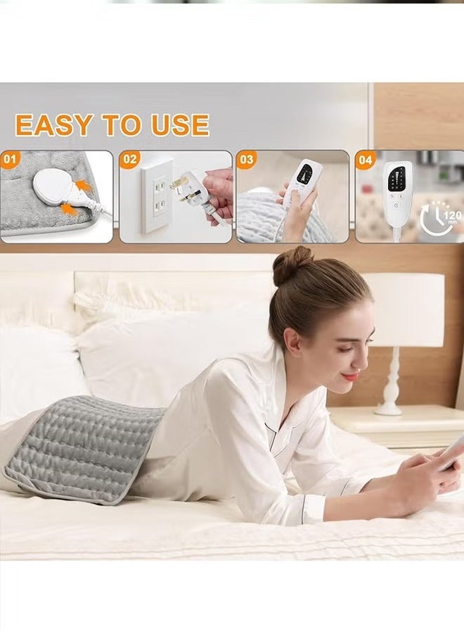 LIMOS Electric Heating Pad with 4 Timer Settings, Auto Shut Off and 6 Heat Levels, Dry Heat Therapy for Back, Neck, Shoulders, Knees, Arms and Legs, Ideal Gift for Women and Men in Grey - Image 5