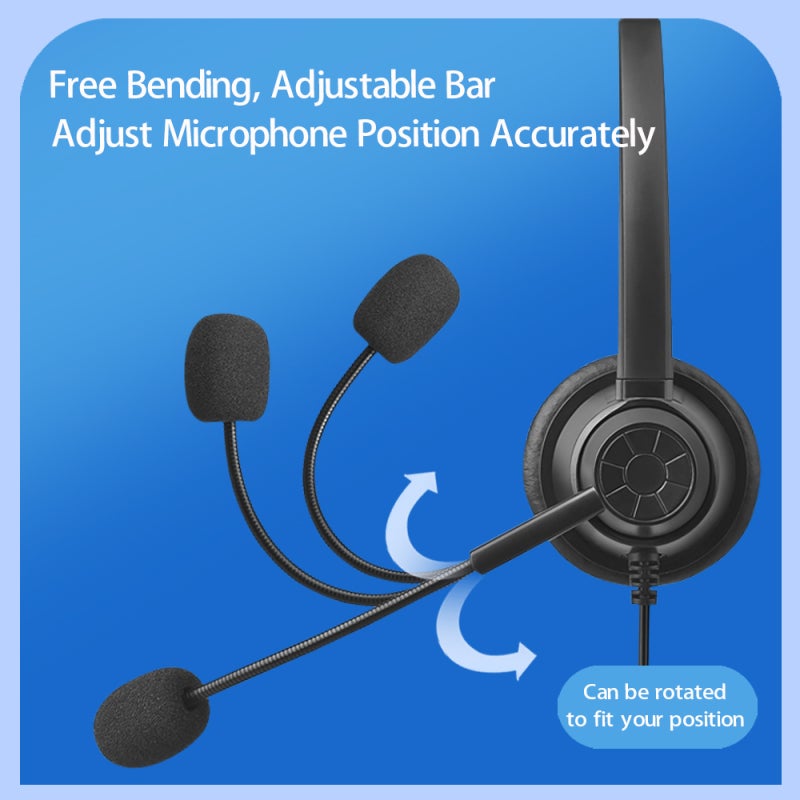 USB Headset With Microphone: 180° Rotatable Headset Arm 330° Rotatable Mic Rod - Anti-EM RF Interference Reduction Plug And Play Dual-Ear Headset For PC Computer Laptop Business Calls Online Meetings - Image 4