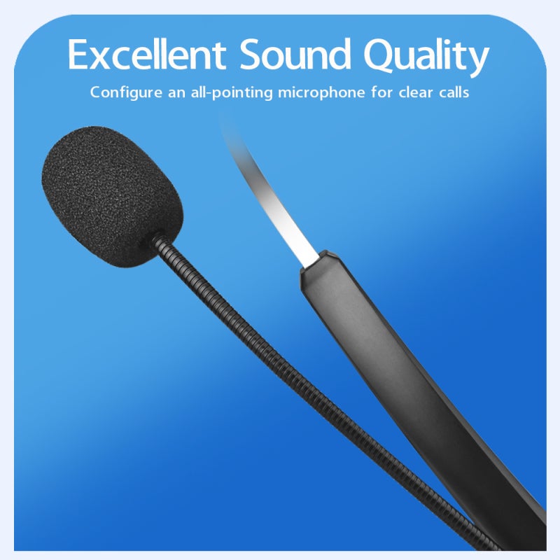 USB Headset With Microphone: 180° Rotatable Headset Arm 330° Rotatable Mic Rod - Anti-EM RF Interference Reduction Plug And Play Dual-Ear Headset For PC Computer Laptop Business Calls Online Meetings - Image 2