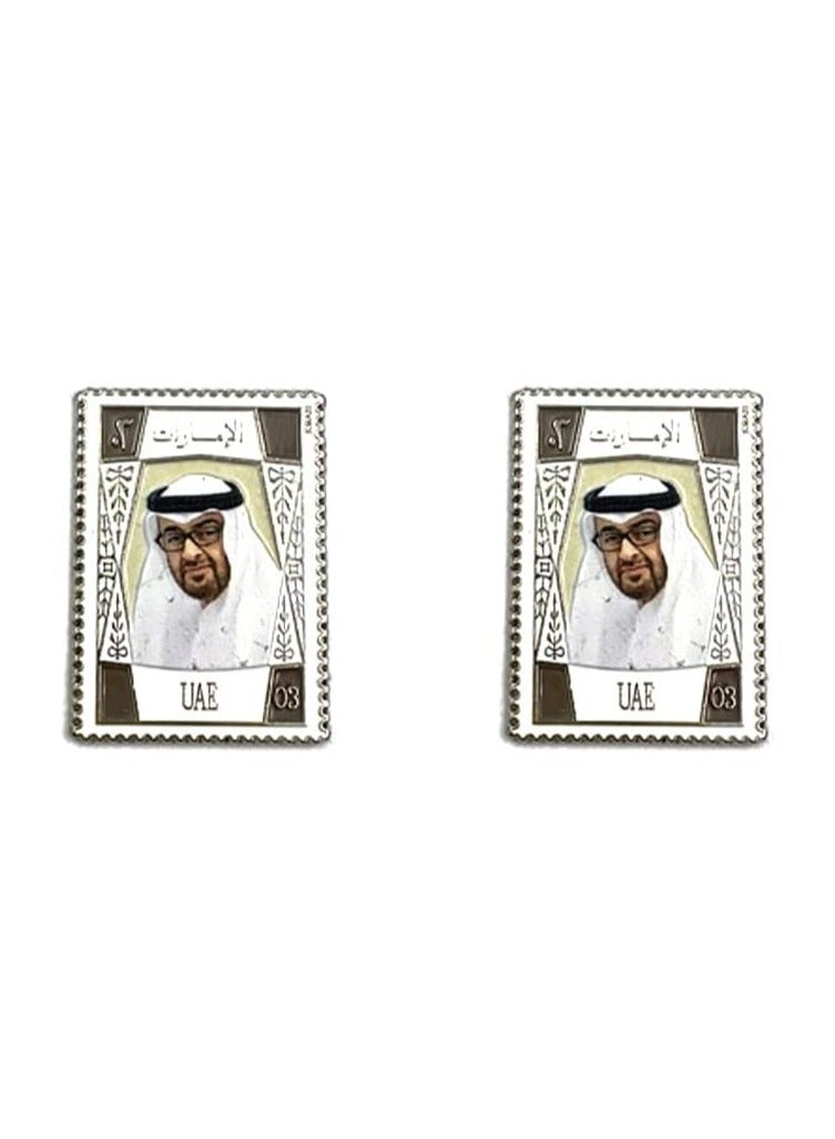 UAE King Sheikh Mohamed Bin Zayed Al Nahyan Image 2 Pcs 2D Metal Sticker Badge 3 cm - Image 1