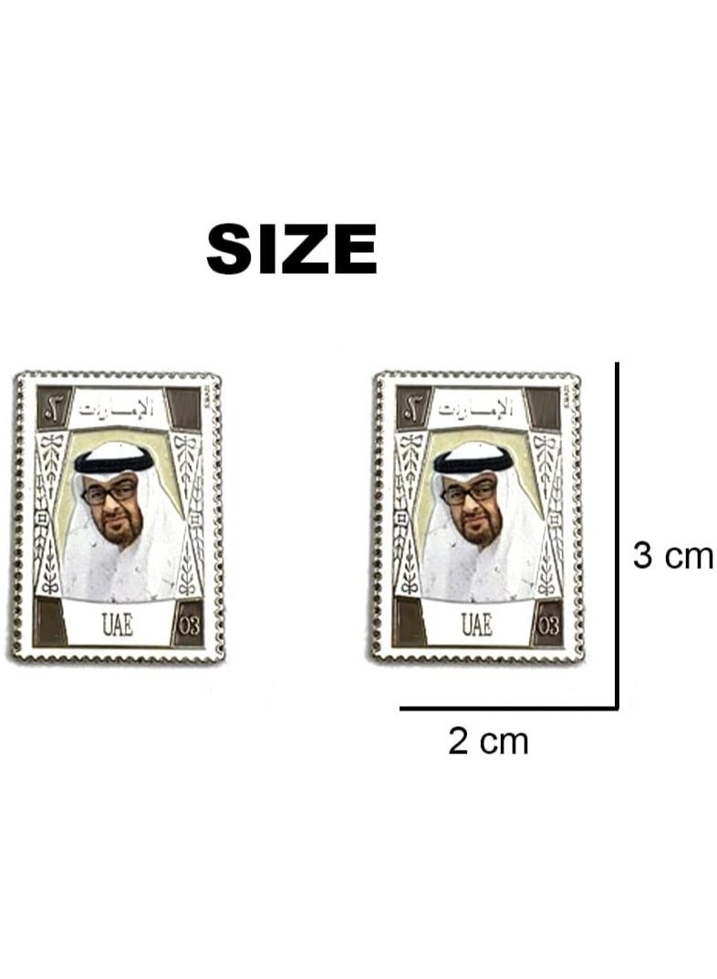 UAE King Sheikh Mohamed Bin Zayed Al Nahyan Image 2 Pcs 2D Metal Sticker Badge 3 cm - Image 2