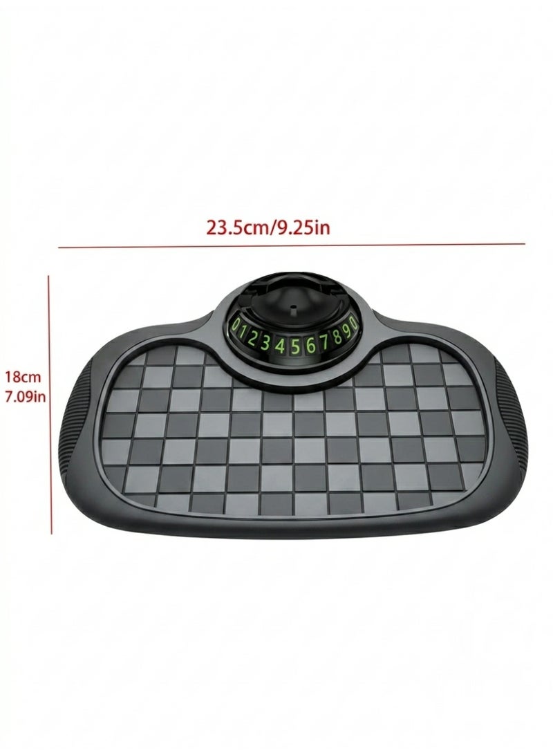 Aura Style 3-in-1 Car Dashboard Organizer – Phone Holder, Luminous Parking Number Plate & Anti-Slip Mat | Universal Fit | Black - Image 5