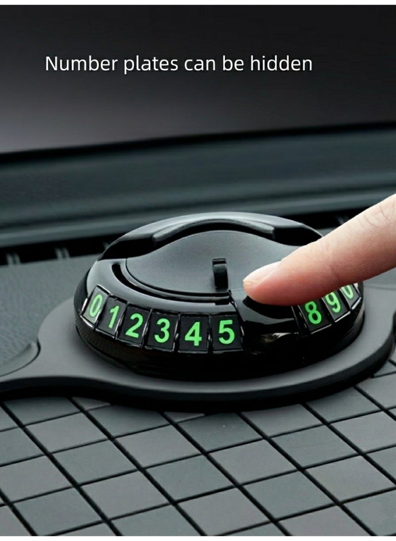 Aura Style 3-in-1 Car Dashboard Organizer – Phone Holder, Luminous Parking Number Plate & Anti-Slip Mat | Universal Fit | Black - Image 2