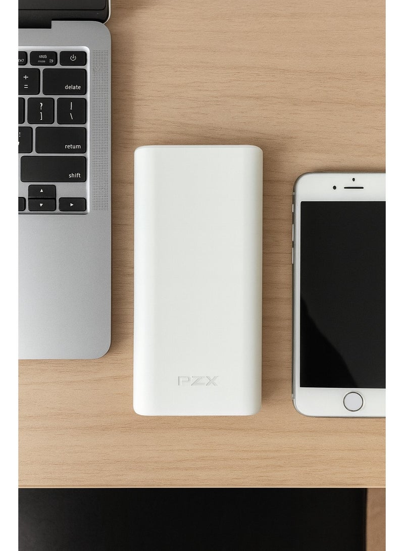 PZX C146 power bank with 10400mAh capacity – emergency light function – safe and portable design – long lifespan – white color - Image 2