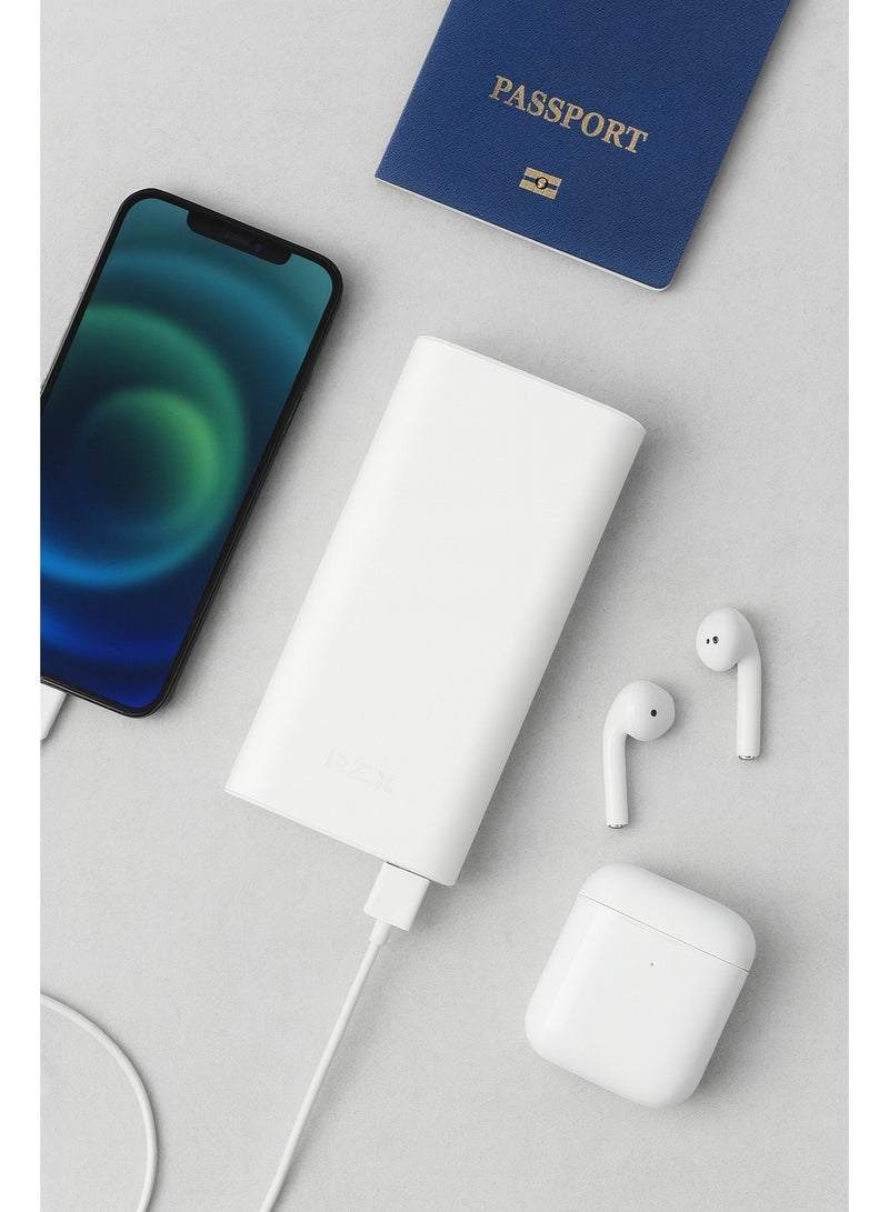 PZX C146 power bank with 10400mAh capacity – emergency light function – safe and portable design – long lifespan – white color - Image 3