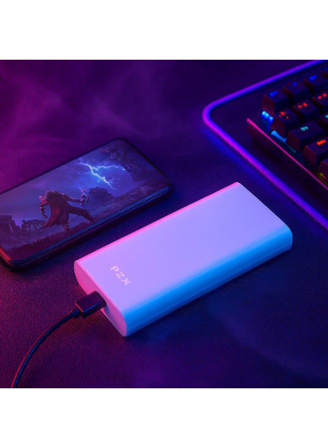 PZX C146 power bank with 10400mAh capacity – emergency light function – safe and portable design – long lifespan – white color - Image 4